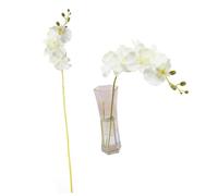 TOPBATHY Artificial Flowers Silk Orchids Bouquet for Graduation Season and Back to School, Realistic White Fake Flower Arrangement with Delicate Workmanship, for Office Vase Decoration