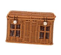 TOPBATHY Artificial Rattan Storage Basket with Lid House Shaped Christmas Candy Basket for Decor and Holiday Organization Faux Wicker Portable Shelf Storage for Festive Gatherings