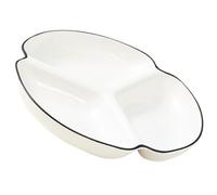TOPBATHY Ceramic Divided Serving Dish 3 Grids, White Dinner Plate | Stable Anti Skid Base, Smooth Shiny Finish, Easy Cleaning, for Salads, Desserts, Buffet Tables