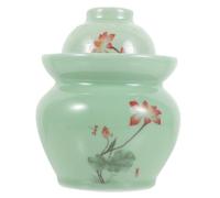 TOPBATHY Ceramic Pickle Jar for Kimchi Storage Chinese Style Pickling Container Lid for Kitchen Use Made of Ceramic Material