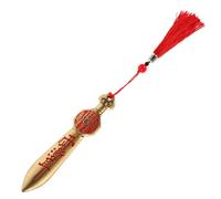 TOPBATHY Chinese Brass Sword Ornament with Red Tassel Taoist Inspired Seven Star Decorative Craft Hand Carved Feng Shui Charm for Home Furnishing and Cultural Display