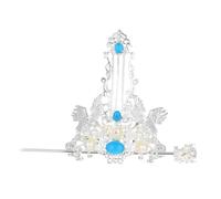 TOPBATHY Chinese Hair Coronet Silver Ancient Style Hair Stick Crown Pin with Pearls and Gems for Women Elegant Traditional