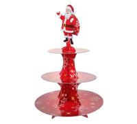 TOPBATHY Christmas Cake Stand 3-Tier Cardboard Cupcake Stand Round Tower for Christmas Birthday Party Supplies (Santa Claus)