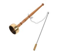 TOPBATHY Copper Temple Chime with Wooden Handle - Small Handheld Chinese Traditional Musical Instrument for Buddhist Prayer Rituals and Temple Ceremony Use