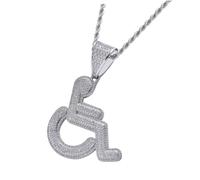 TOPBATHY Creative Hip-hop Style Wheelchair User Pendant Necklace with Cubic Zirconia Inlay Silver Tone Neck Accessory for Festivals Parties Street Photography