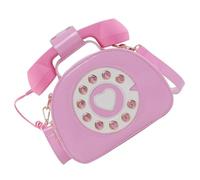 TOPBATHY Crossbody Bag with Detachable Strap Pink PU Phone Shape | Smooth Stitching, Telephone Number Print, Retro Lovely Style, Comfortable Hand Feel, Single Piece