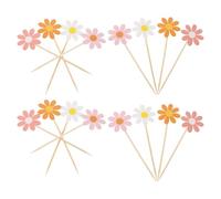 TOPBATHY Daisy Flower Cake Toppers to Elevate Dessert Presentation 40pcs Creative Design with Lightweight Wood and Paper Material and Create a Random Color for Birthday and Food Decoration