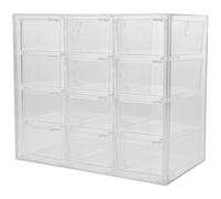 TOPBATHY Desktop Storage Organizer 12 Drawers Plastic Multi-Grid Jewelry and Office Storage Container Dust-Proof Design for Desk