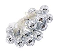 TOPBATHY Disco Ball LED String Lights Warm White 1.8m 10 Lights Indoor Outdoor Festival Camping Accessories Safe for Children’s Room Silver Hanging Decoration