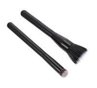 TOPBATHY Double-layer Fiber Blush Brush Set Artificial Fiber 2 Pcs with Flat-head Design and Wood Material, Lightweight and Tender Touch, for Makeup Application