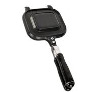 TOPBATHY Double Sided Skillet Griddle Pan with Non Stick Coating for Eggs | Aluminium Alloy Build, Even Heat Retention, Sturdy Handle with Hanging Hole, Black Finish for Chicken