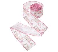 TOPBATHY Easter Bunny Cartoon Decorative Fabric Ribbon 6.3Cm Width 10 Yards Spring Craft Ribbon for Wreaths, Wrapping, DIY Hair Bows and Party Decorations