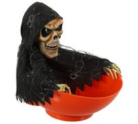 TOPBATHY Electric Halloween Skeleton Candy Bowl with Light Sound and Motion Sensor Spooky Halloween Serving Dish for Party Decoration and Festive Ambience for Indoor and Outdoor Use