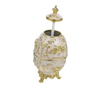 TOPBATHY Elegant Automatic Toothpick Dispenser with Embossed Rose Baroque Style Press-type Toothpick Storage Container for Kitchen Countertop and Dining Table Refillable Plastic Box with