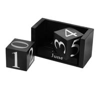 TOPBATHY Elegant Black Wooden Perpetual Desktop Calendar Block with European Style, Reusable and Practical Tabletop Office Accessory for Home and Cafes