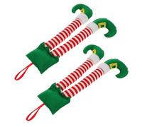 TOPBATHY Elf Leg with Plush Blanket Material 2pcs Striped Hanging Ornament Christmas Soft Touch and Lightweight Design, for Outdoor Party, Fireplace, Car Trunk or Holiday Xmas Decoration