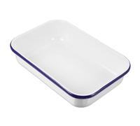 TOPBATHY Enamel Baking Tray Square Roaster Bread Tray Non-Stick Food Pan for Oven Baking and Family Dinner Preparation 29.00x19.00x6.50cm, White