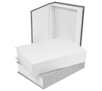 TOPBATHY Faux Decorative Book Box, Linen Book Shaped Storage Box, Hidden Storage Decor for Bookshelf, Coffee Table, Home Office Shelf Decoration, Grey, 22 x 15.5 x 22 cm