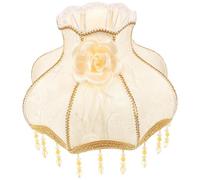 TOPBATHY Flower Lampshade Victorian Lampshade Vintage Lamp Shade with Beads Fringe Scallop Dome Lamp Antique European Fabric Lamp Covers Replacement E27 Clip On Bulb Fabric Lampshades