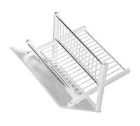 TOPBATHY Folding Dish Drying Rack Bowl Storage Kitchen Tableware Drainer Rack White Compact Design for Spaces for Kitchen Countertops
