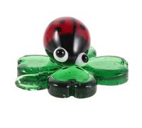 TOPBATHY Glass Four Leaf Clover and Ladybug Figurine for Women, Green Miniature Animal Collectible with Realistic Design, Versatile Display Options, for Car Dashboard Ornament Or Holiday