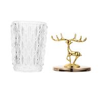 TOPBATHY Gold Deer-Head Glass Storage Jar with Embossed Pattern, Sturdy Practical Decorative Candy Jar for Wedding Or Home Use