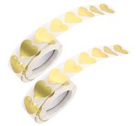 TOPBATHY Gold Heart-Shaped Self-Adhesive Label Stickers 500pcs Roll, Multi-Function Seal Stickers for Envelopes, Packaging, and Household Use, 2pcs Rolls