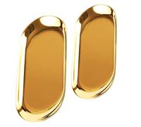 TOPBATHY Gold Serving Trays Set Small and Large Oval Stainless Steel Decorative Jewelry Perfume Towel Organizer Trays for Coffee Table 2pcs