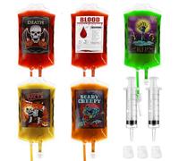 TOPBATHY Halloween Blood Bags for Drinks Bags for Party Decorations Reusable Drink Pouches Party Favors for Drinks Vampire Nurse Decoration Supplies, Pack of 20