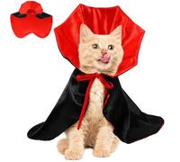 TOPBATHY Halloween Dog Costume for Small and Medium Dogs, Washable Polyester Vampire Cape in Black and Red, Easy to Put and Take, for Holiday Celebrations and Festive Halloween