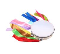 TOPBATHY Handheld Tambourine Drum with Ribbons Dual-Sided Wooden and Cloth Percussion Instrument with Range of Playing Styles Sturdy and Suitable for Beginners