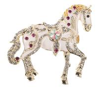 TOPBATHY Horse Brooch Pin, to Lapel for White Formal Attire Elevate Suitable Vintage Enamel with Rhinestones Elegant and Spring Festival Celebrations Social Gatherings