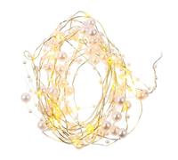 TOPBATHY LED Pearl String Lights Copper Wire Decorative Fairy Light String for Room Wedding Party Home Decor Battery Portable Design Eco Friendly Safe Materials with White Pearls