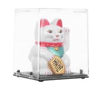 TOPBATHY Lucky Waving Cat Japanese Maneki Neko Ornament Solar Powered Moving Arm Cat Figurine for Home Office Dashboard Fortune