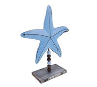 TOPBATHY Mediterranean Blue White Figurine with Base Wooden Coastal Decor for Summer Table Centerpiece Nautical Ocean Supplies Beach Decoration for Nursery Living Bedroom