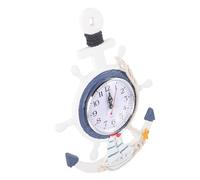 TOPBATHY Mediterranean Style Nautical Wall Clock with Anchor and Ship Wheel Design Silent Ticking for Bedroom Living Room Kitchen Seaside Themed Rudder Decor for Home