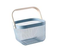TOPBATHY Metal Wire Basket with Wooden Handle for Home Storage and Outdoor Picnic Multi-purpose Vegetable and Fruit Organizer Mesh Basket for Kitchen Bathroom Dormitory Use