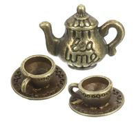 TOPBATHY Mini Metal Teapot Vintage Style Miniature Tea Ware with Teacup for Dollhouse Accessories Home Decor and Collection Craftsmanship and Compact Design