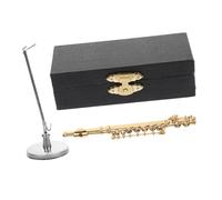 TOPBATHY Miniature Flute Model Flute Simulation Musical Instrument with Stand and Black Leather Case Realistic Decorative Model for Desktop Office Rustic Farmhouse Decor