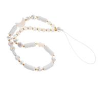 TOPBATHY Moon Star Pearl Beaded Phone Wrist Strap Lightweight Soft Clay Mobile Charm Chain for Women Stylish Decorative Phone Accessory
