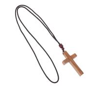 TOPBATHY Natural Wooden Cross Pendant Car Mirror Hanging Charm Vintage Handcrafted Prayer Decoration for Men Women Religious Vehicle Interior Accessory