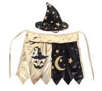 TOPBATHY Pet Witch Costume for Cats and Small Animals with Black Star Pattern Cloth Hat and Cloak, Quick and Easy Wear, Versatile Fit for Halloween Gatherings and Parties