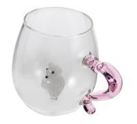 TOPBATHY Polar Bear Glass Mug Clear Transparent Cup with Hidden Animal Figurine Heart Handle Christmas Decor for Birthday Espresso Cappuccino Tea Party