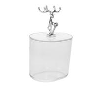 TOPBATHY Portable Dustproof Storage Case with Lid Decorative Home Organizer Box for Keys and Small Items Stable Base Hand-polished Edges Silver Antler Design for Dormitory and Desktop Use