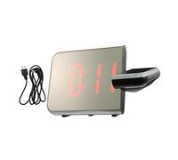 TOPBATHY Projection Electronic Alarm Clock LED Bedroom Desk Clock Red Light Mirror Display Black Case without Battery
