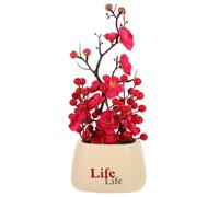 TOPBATHY Realistic Artificial Bonsai Fortune Fruit and Plum Blossom Plastic Potted Plant Oriental Decor Table Centrepiece Chinese New Year Home Office Decoration
