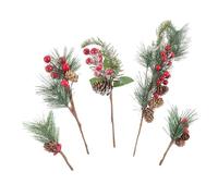 TOPBATHY Realistic Christmas Pick Artificial Pine Needles Berries Stems Decorations for Vase Centerpiece