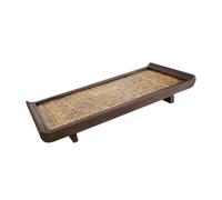 TOPBATHY Rectangular Wooden Bamboo Food Serving Tray with Non-slip Feature, Versatile Design for Casual Afternoon Tea and Home Use, Brown Classic Style Restaurant Tray
