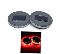 TOPBATHY Red LED Solar Mat Coaster with Anti-slip Acrylic Surface, Convenient Use Mug Pad for Car Cup Holder Or Cafe Atmosphere, Sturdy Decoration with 50000h Life-span