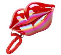 TOPBATHY Red Lips Corded Landline Phone Ornament Stable Signal Decorative Desktop Telephone for Home Office Kitchen Material Stylish Retro Wired Phone